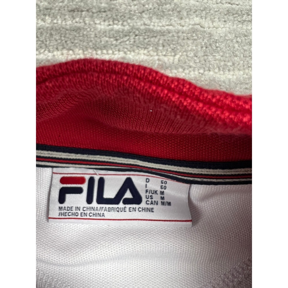 Fila Quarter Zip Pullover Mens Medium White Navy Colorblock Striped Sweatshirt - Picture 9 of 16